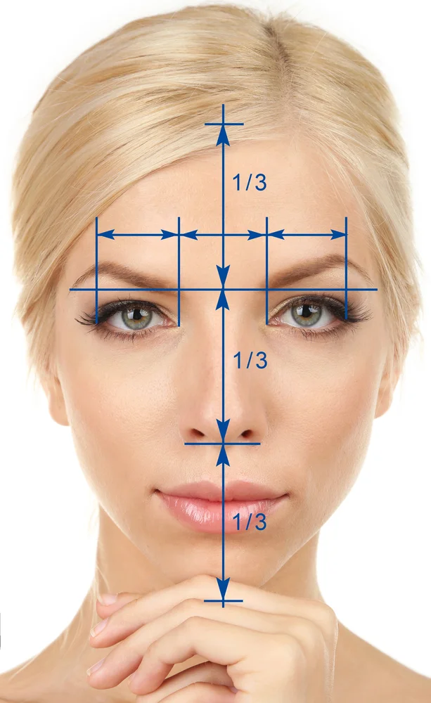 Golden ratio proportions on a face